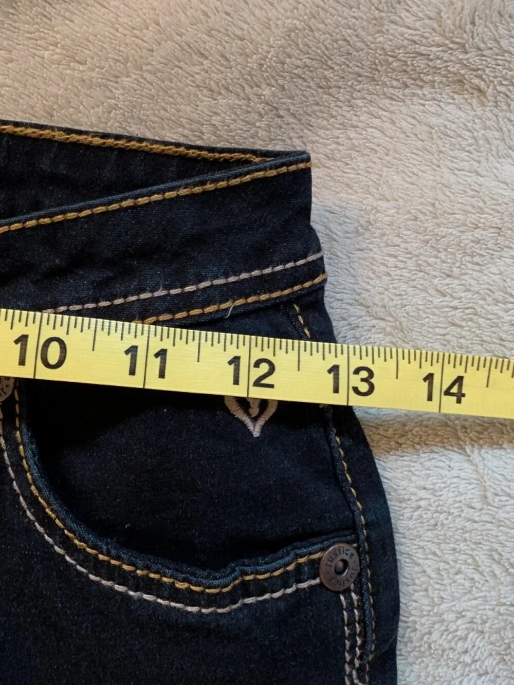 JUSTICE KIDS JEANS 14S Small Kids Denim Pants Dark Blue Heart 2000s Vintage 14 S